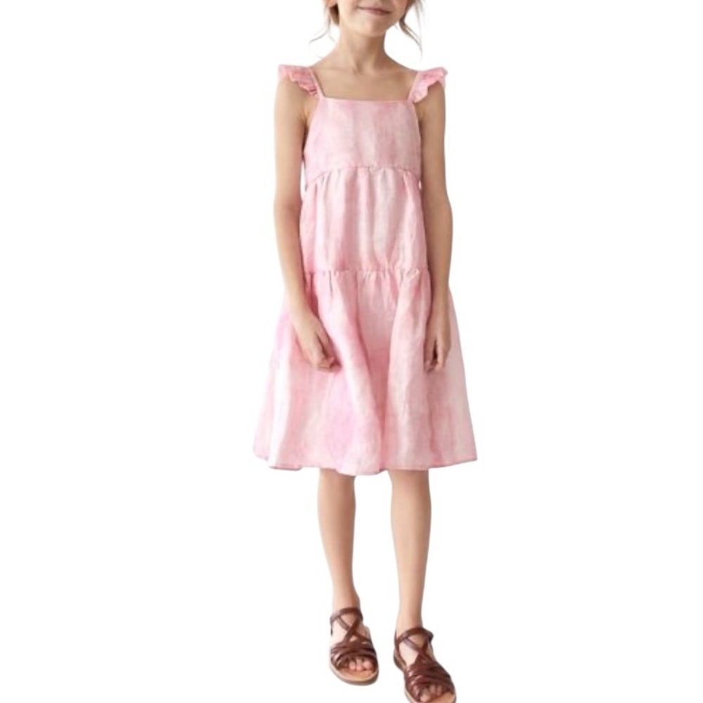 Zara Pink Tie Dye Ruffled Kids Dress